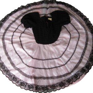 Vintage 70s Square Dance Circle Dress Black Pink Western Rockabilly 28" Waist US